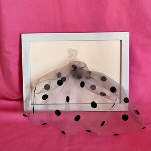 Blonde Girl Art with Velvet Polka Dot Tulle Dress Chic Couture